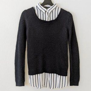 Loose fit 2-in-1 look navy sweater